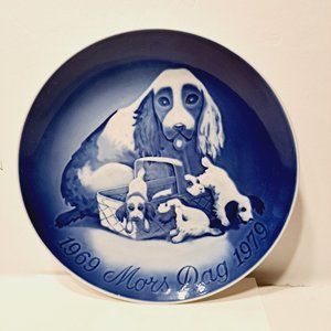 Bing & Grondahl B&G 1969-1979 Anniversary 9"Mothers Day Plate Spaniel Dog